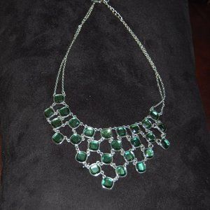 NY Tiered Choker Necklace Emerald Colored Stones